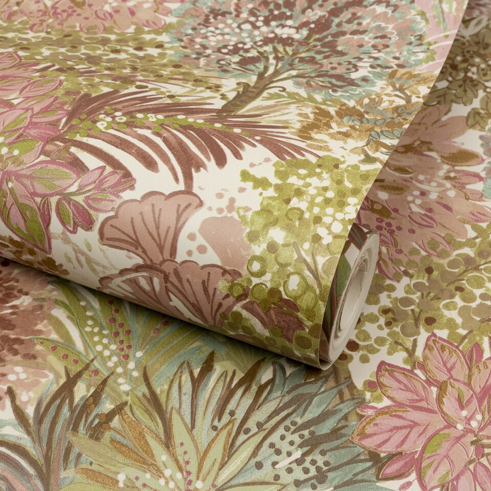 image 1 of Grandeco Blossom Tree -Leaf Foliage Smooth Wallpaper,  Pink Multi | Pink | Pink | 5.32