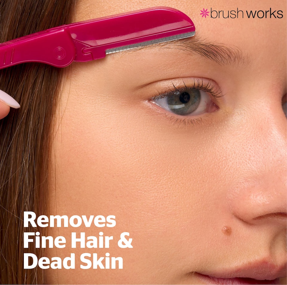 image 1 of Brushworks Precision Brow Shaping Set - 3 Razors, 2 Tweezers, Magnifying Mirror