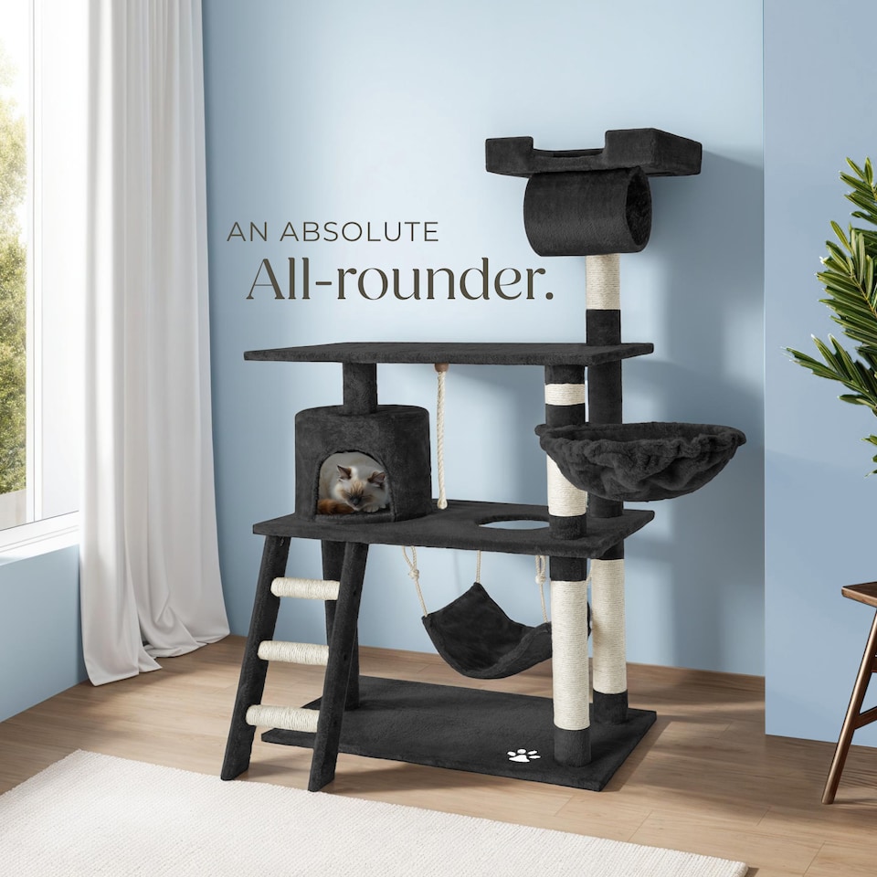 image 1 of Cat Tree Marcel - 141 cm, sisal cat scratching post | Black | black | One Size | 1