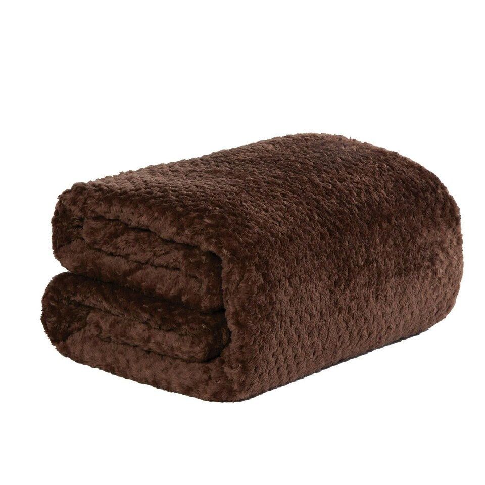 image 1 of OHS Luxury Honeycomb Waffle Blanket, 125x150cm - Chocolate
