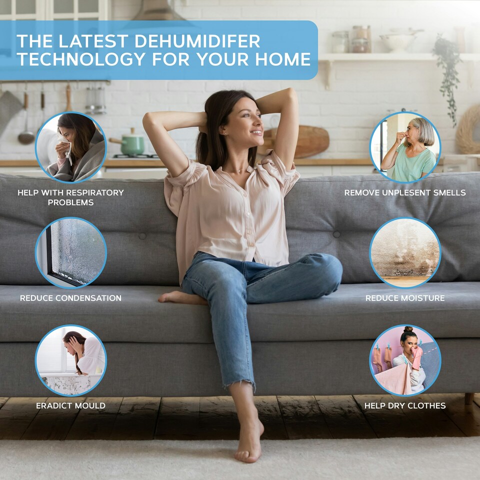 image 1 of MONHOUSE 20L/Day Digital Dehumidifier - 4L Tank - Sleep Mode, 24H Timer For Office Or Home - Portable  Mould, Damp, Condensation Remover | White | 20L / Day | 1