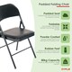 image 2 of Heavy Duty Padded Folding Metal Desk Office Chair Seat | Black