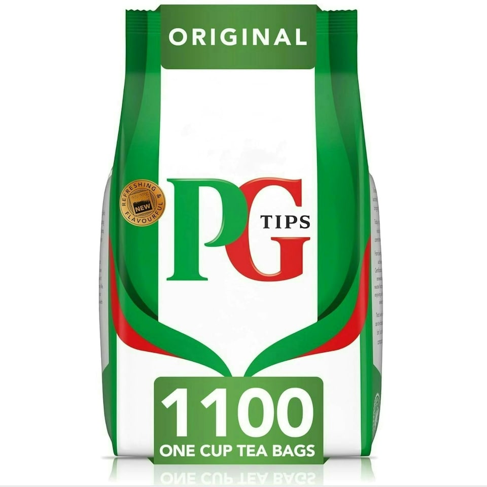 image 1 of PG Tips Original | Black Tea Bags Bulk | One Cup | Refreshing & Flavourful | Ideal For Office Catering | 1100 Plant Based Biodegradable Square Teabags