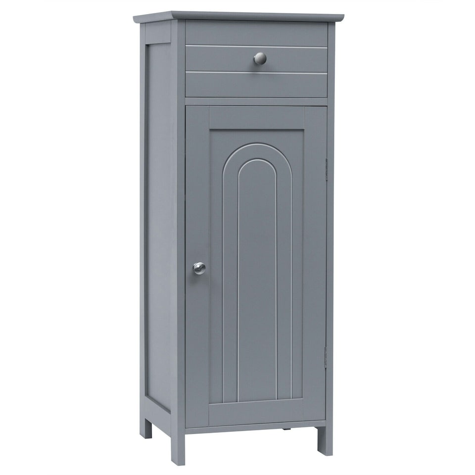 image 1 of COSTWAY Bathroom Storage Cabinet Wooden Cupboard Grey Grey
