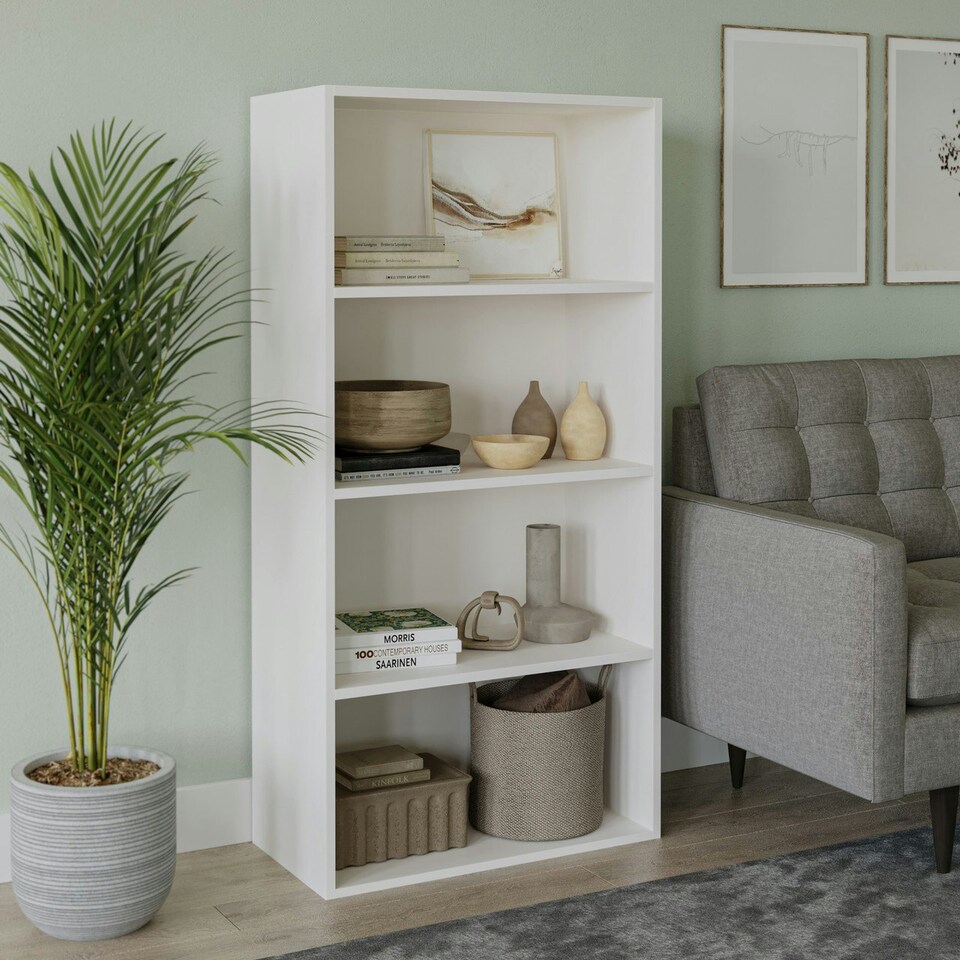 image 1 of Wide 4-Tier Bookcase Grey | Unit Colour: Grey