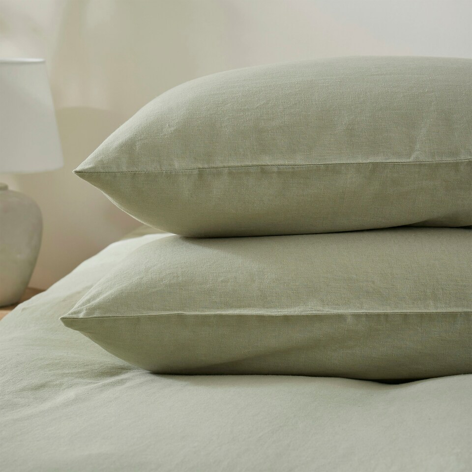 image 1 of Touch Of Linen - Pistachio Green - Pillowcase Pair Green | Pistachio Green