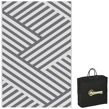 Outsunny Reversible Waterproof Outdoor Rug W/ Carry Bag, 182 x 274cm, Grey