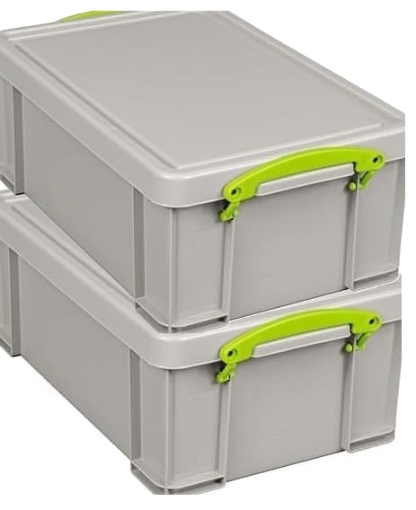 Really Useful Plastic Storage Box 12 Litre Dove Grey Pack of 2