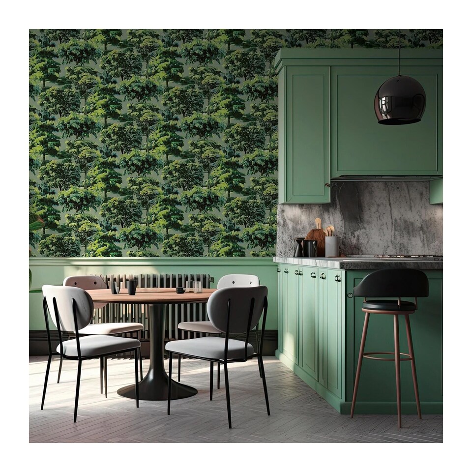 image 1 of Holden Decor Woodland Painted Textured Wallpaper | Green | Green | 1
