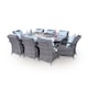 image 1 of Arizona Fire Pit 8 Seater Rectangle Rattan Dining Set | Grey | Grey