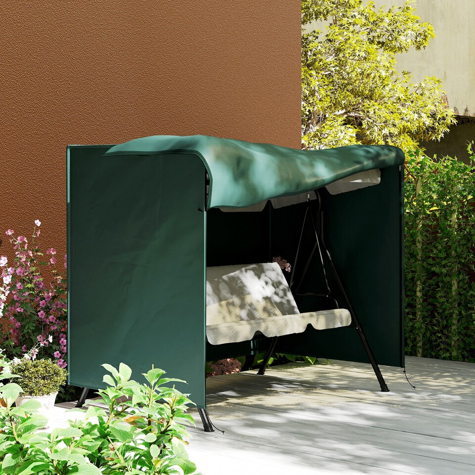 image 1 of Outsunny Garden Furniture Protector Patio Swing Chair Cover | Green | Deep Green