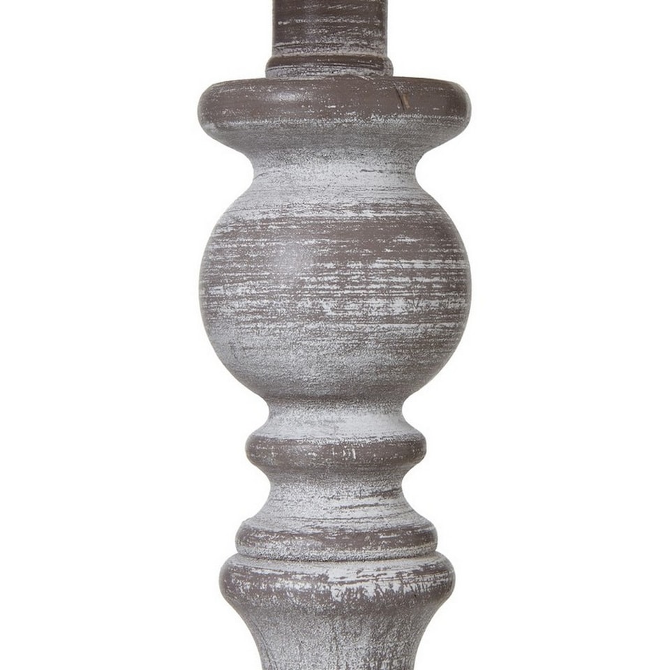 image 1 of Dunum Column Table Lamp with Linen Shade - Wood - L13 x W13 x H44 cm - White | Brown