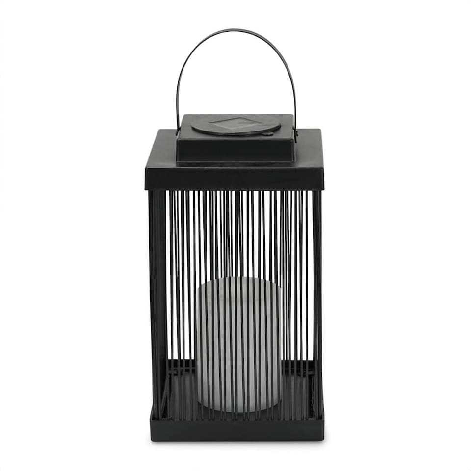 image 1 of ValueLights Dancing Candlelight Black Outdoor Solar Lantern | Black