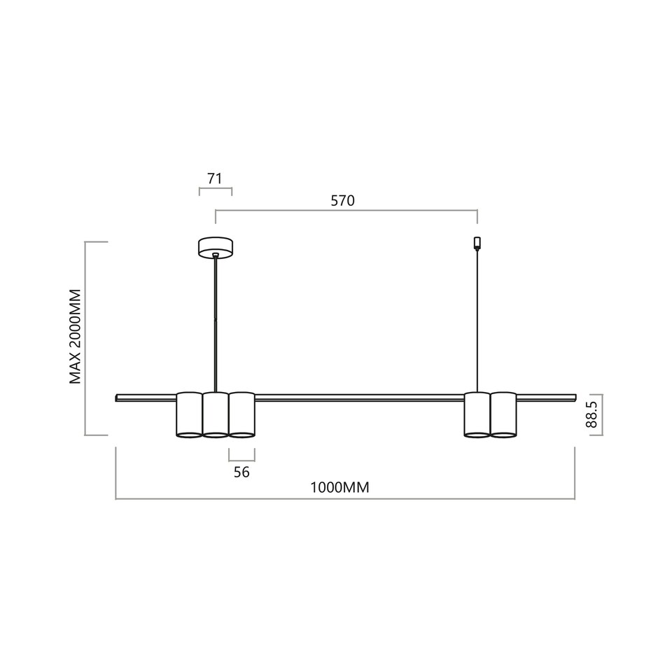 image 1 of Milagro Pendant Light (Strip) Genesis White 5xGU10
