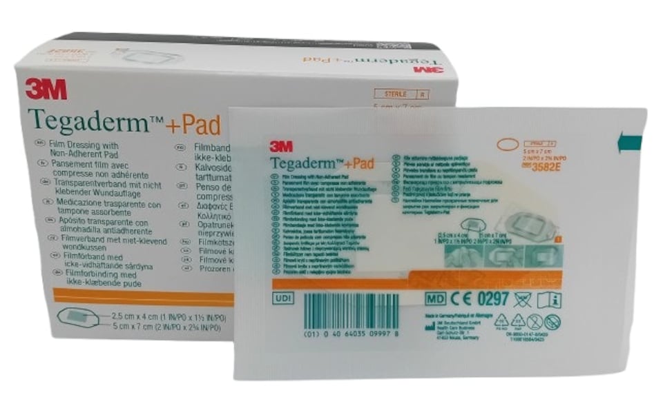 image 1 of Tegaderm Film + Pad 5cm x 7cm - Box of 50 - Waterproof Wound Dressings