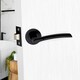 image 3 of Golden Grace Indiana Design Door Handles Set on Round Rose in Matt Black Finish with 64mm 3 Lever Mortise Lock & Key Hole Black