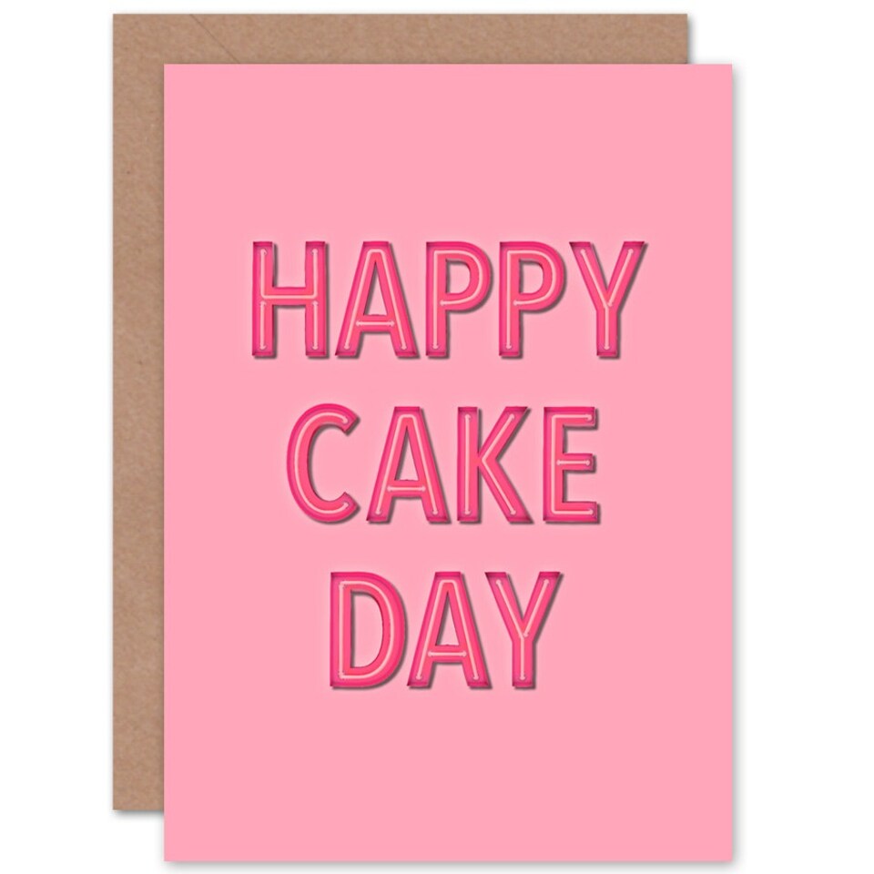 image 1 of Cake Day Neon Pink Birthday Card