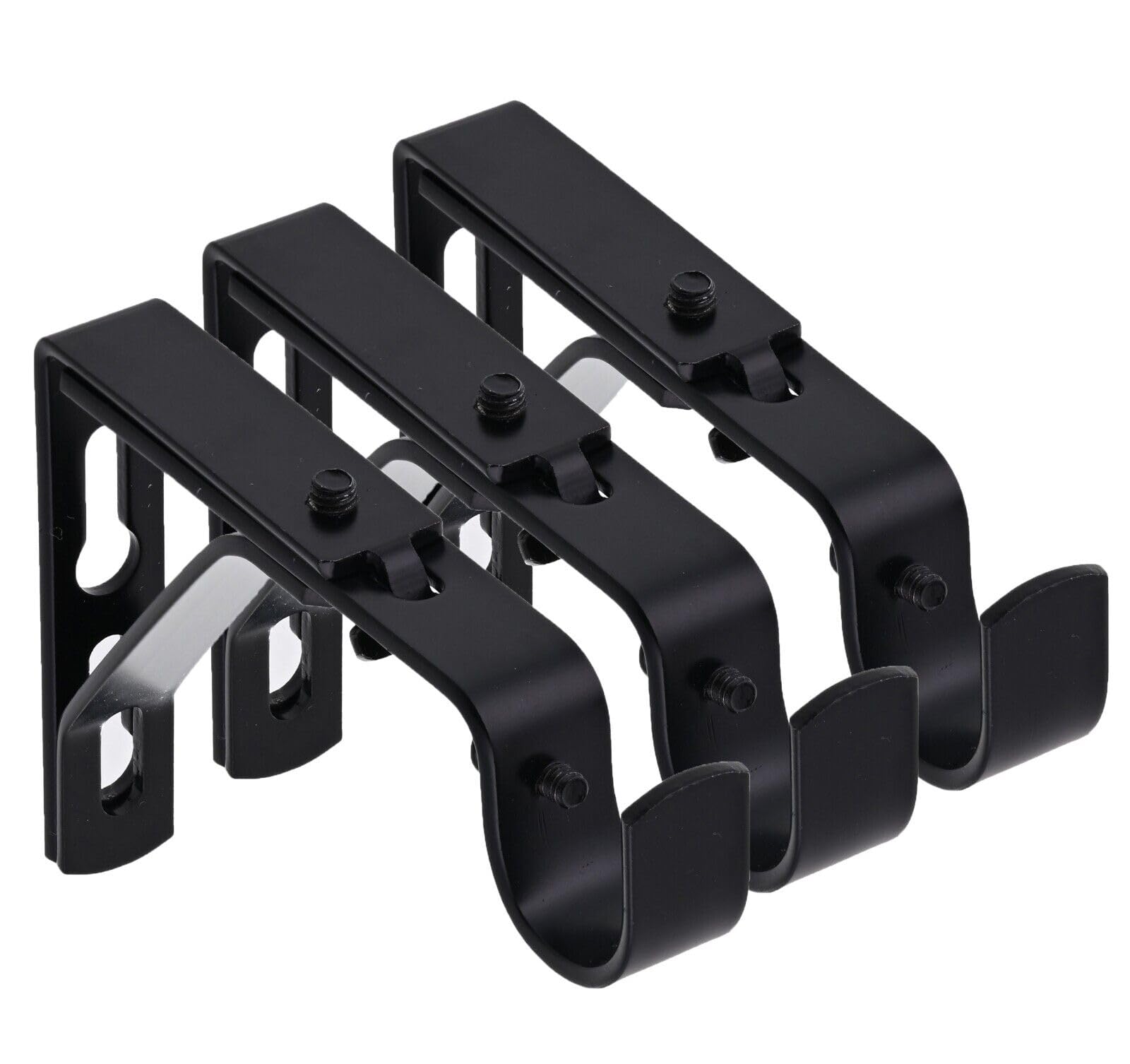 Lister Cartwright 19mm Metal Curtain Pole Brackets, Extendable 9â13 cm Projection, Obsidian Black, Pack of 3