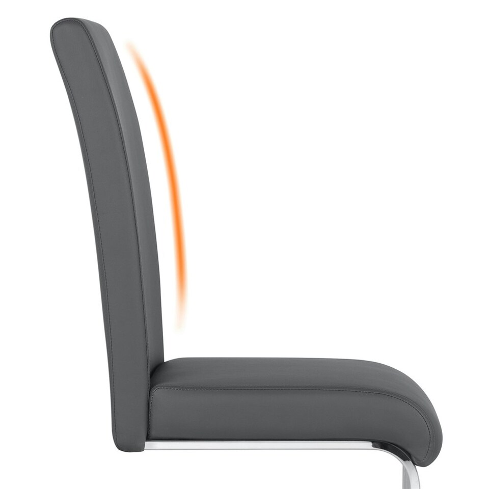 image 1 of Yaheetech Set of 2 Dining Chairs Faux Leather Chairs with Metal Legs Grey | Dark Grey
