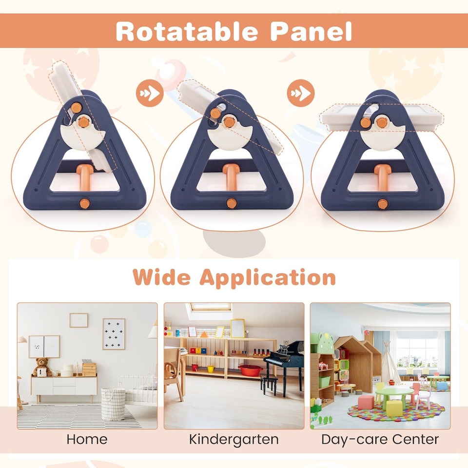 image 1 of COSTWAY 2-in-1 Kids Art Table & Easel with Desktop