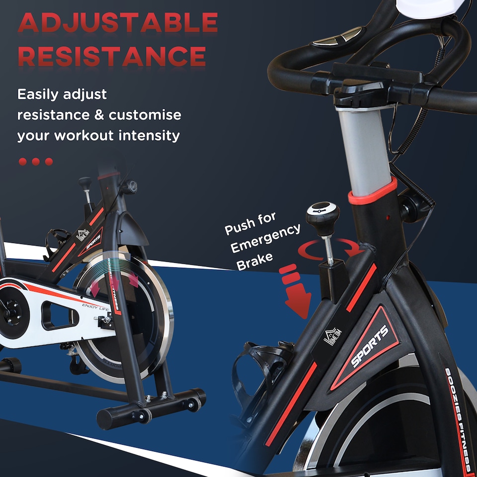 image 1 of Homcom Exercise Bike Adjustable Resistance Indoor Cycling Machine