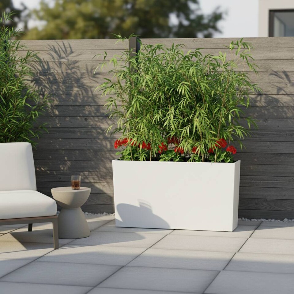 image 1 of 58cm Urbi Case Tall Rectangular Planter | White | White & Set of 1 | 1