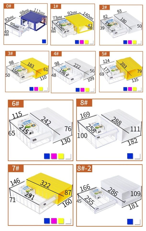 image 1 of White Stackable Plastic Storage Drawers L183xW110xH61mm with Removable Compartments