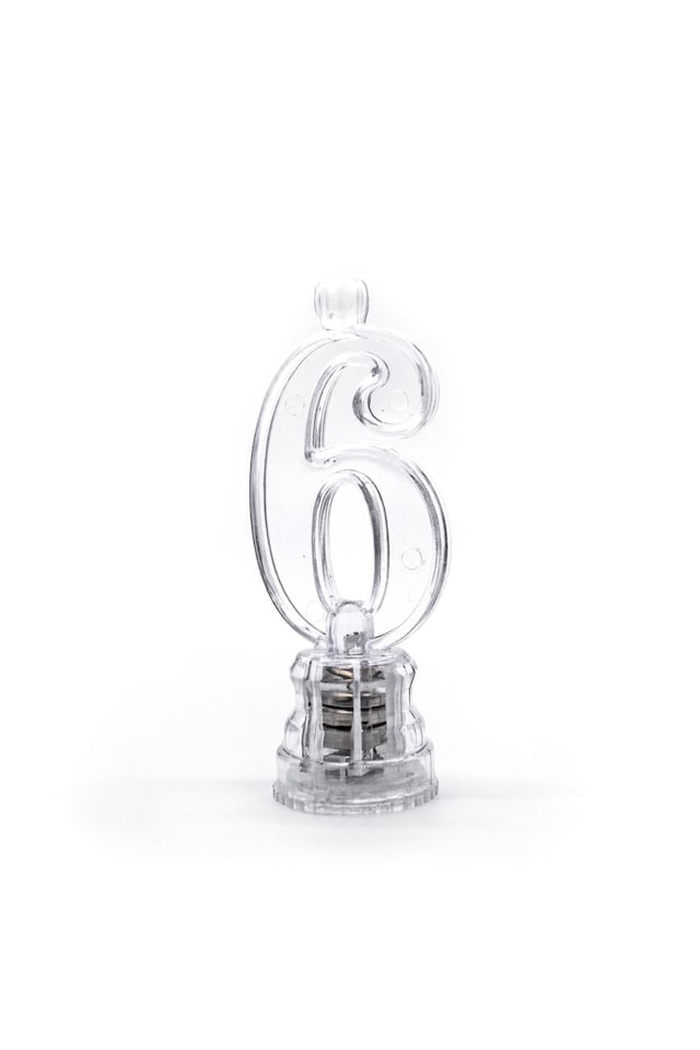 image 1 of Number 6 Flashing Candle | Clear