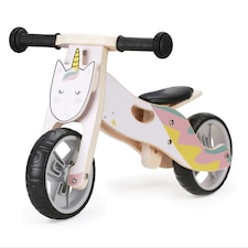 Hooga 2-in-1 Balance Bike - Wooden Trike for Kids - Unicorn Pink