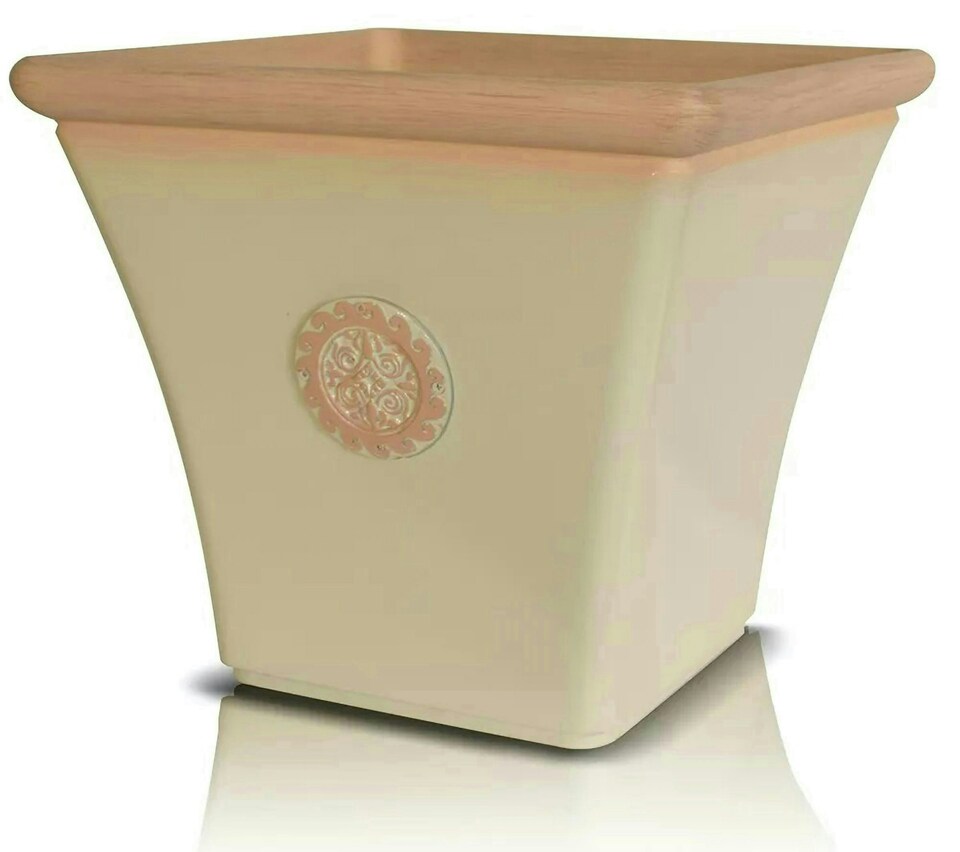 image 1 of Primrose Terracotta Flared Square Tuscan Planter in Light Pistachio 44cm