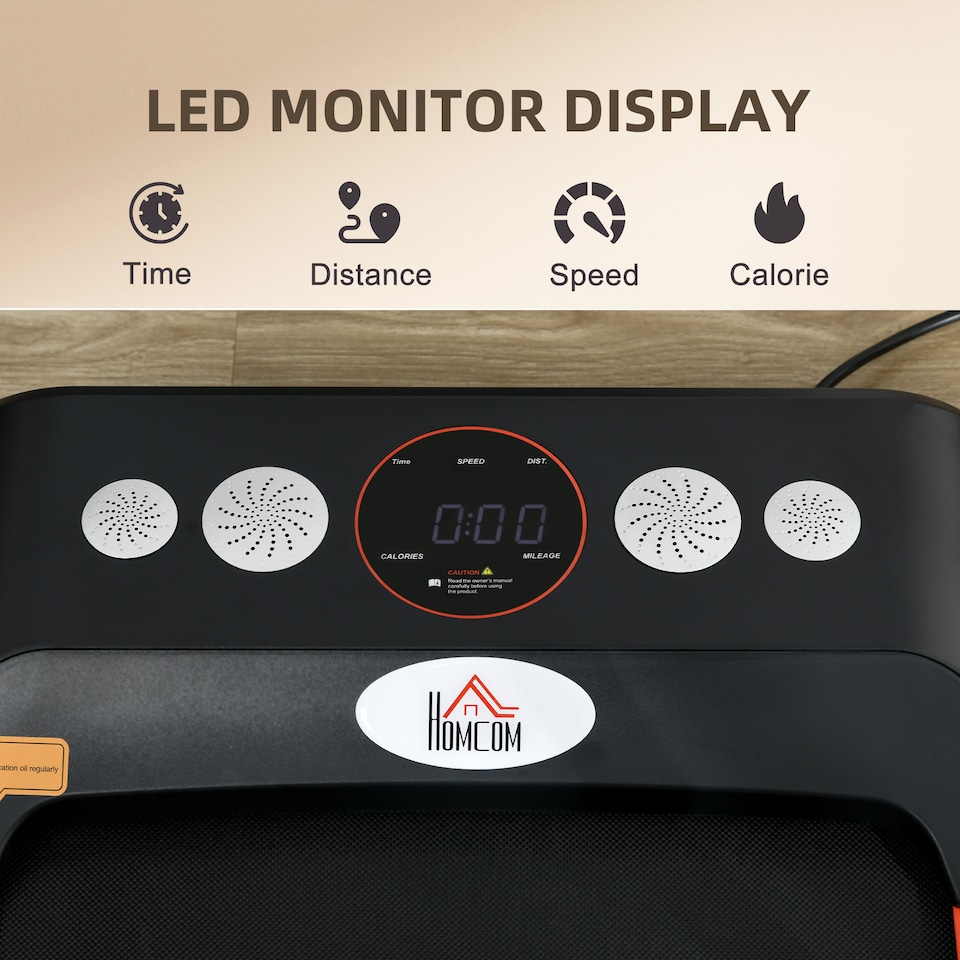image 1 of HOMCOM Foldable Walking Treadmill with LED Display, Red