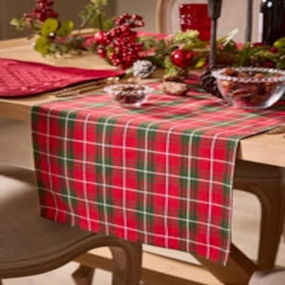 image 1 of Highland Red Tartan Table Runner Red