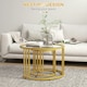 image 3 of HOMCOM 2 Pieces Round Nesting Coffee Tables with Tempered Glass Top, Gold Tone | Gold | 60x60x47