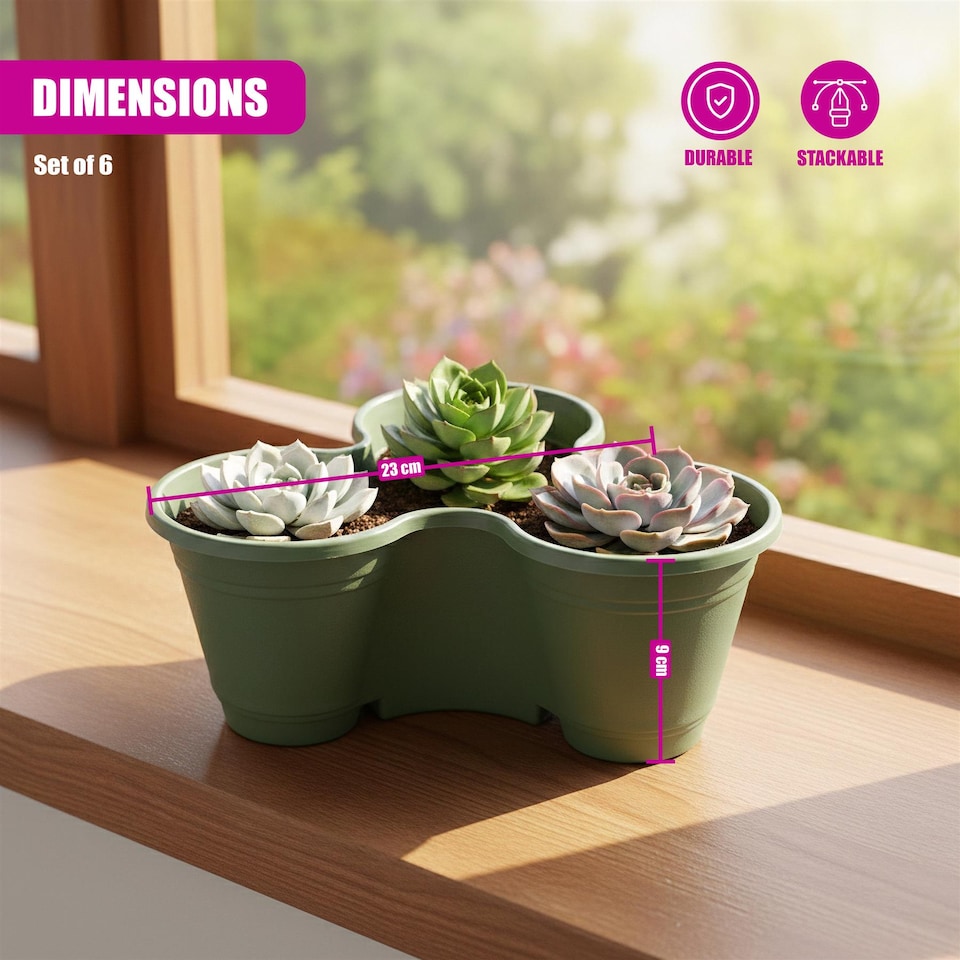 image 1 of GEEZY Set Of 6 Stackable Strawberry Planters Plastic Vertical Garden Green