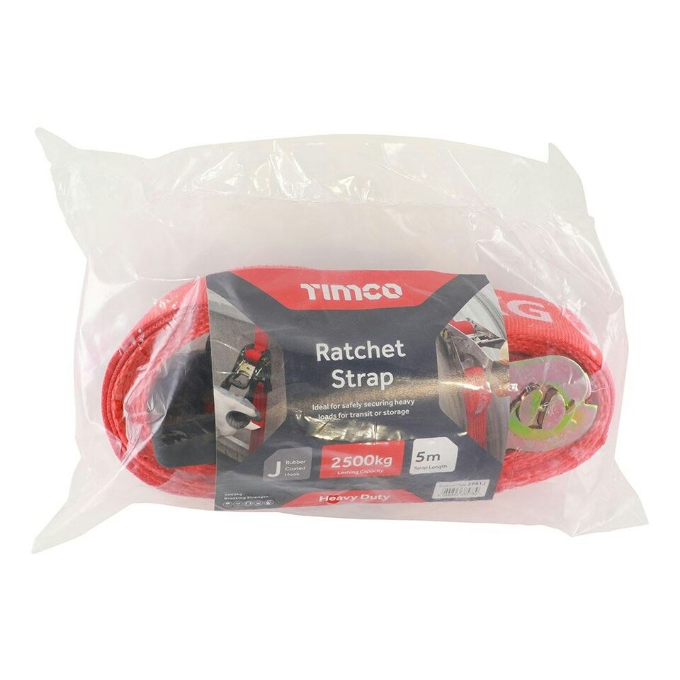 image 1 of Timco - Ratchet Strap - J Hook - Heavy Duty (Size 5m x 50mm - 1 Each)