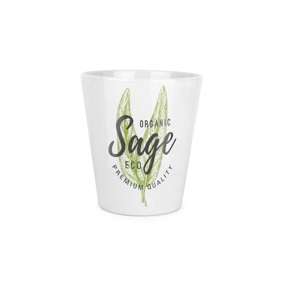 image 1 of Fresh Green Herbs Small Ceramic Sage Plant Pot