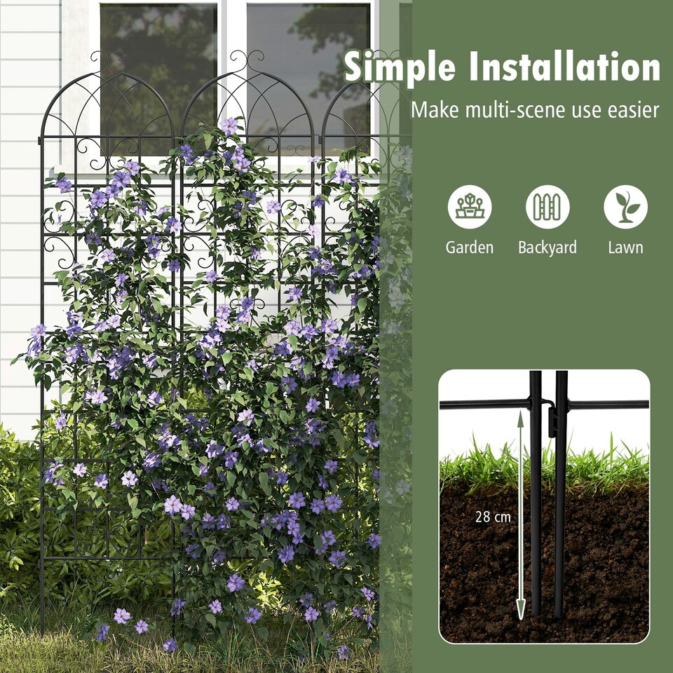 image 1 of COSTWAY 2 Pack Garden Trellis Metal Trellis for Climbing Plants