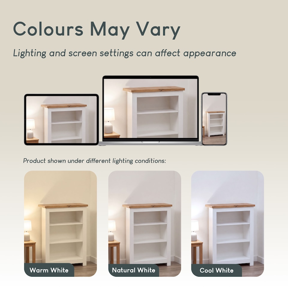 image 1 of Vida Designs Arlington 3 Tier Bookcase Shaker Style Display Storage, White & Oak