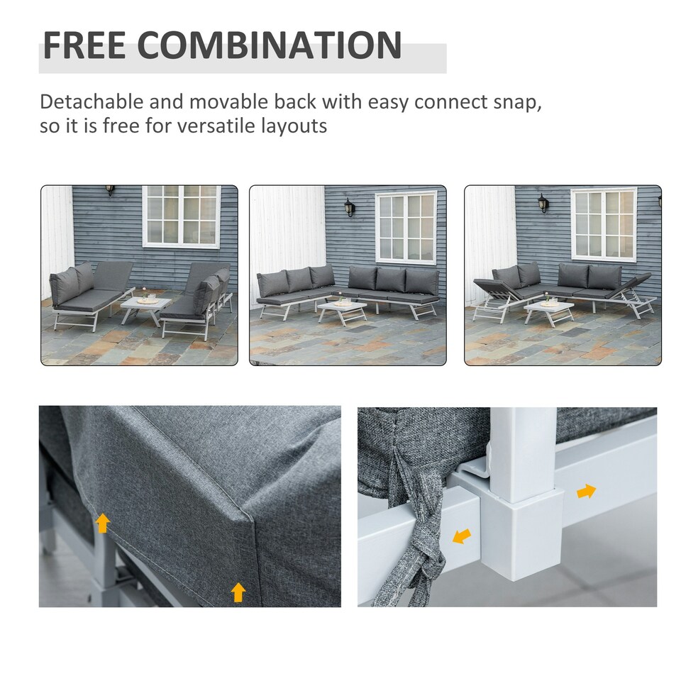 image 1 of Outsunny 3 Pcs Garden Seating Set w/ Sofa Lounge Table Outdoor Patio Furniture