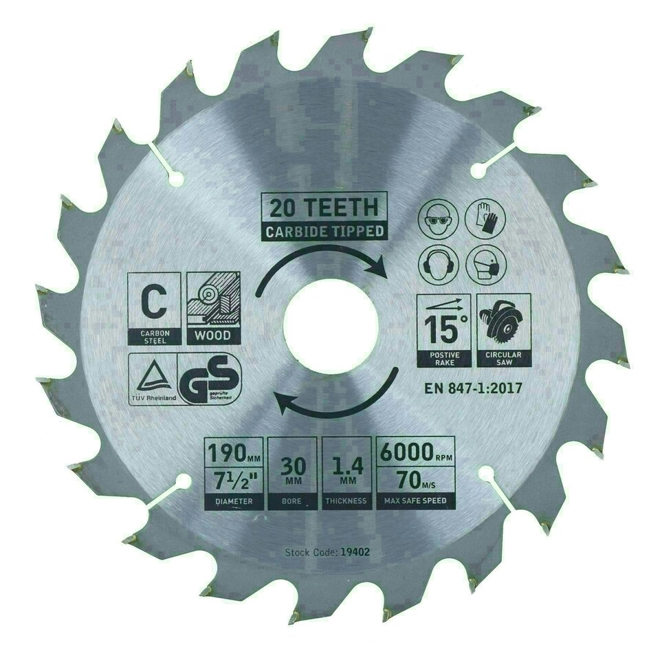 image 1 of Circular Saw Blade 190mm x 30mm 20 24 40 teeth TCT Cutting Disc Wood 3pc