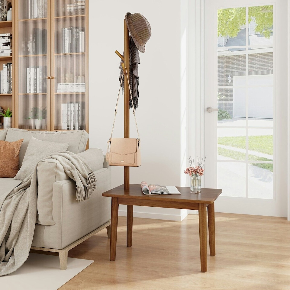 image 1 of COSTWAY Coat Tree 2-in-1 Freestanding Hanger Stand Coat Rack N/A | One Size