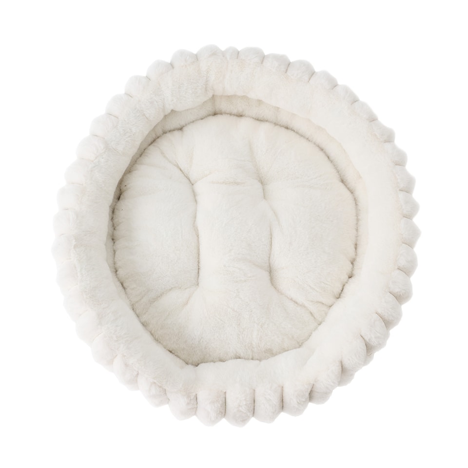 image 1 of Living and Home Pet Bolster Bed for Cat and Dog | White | S
