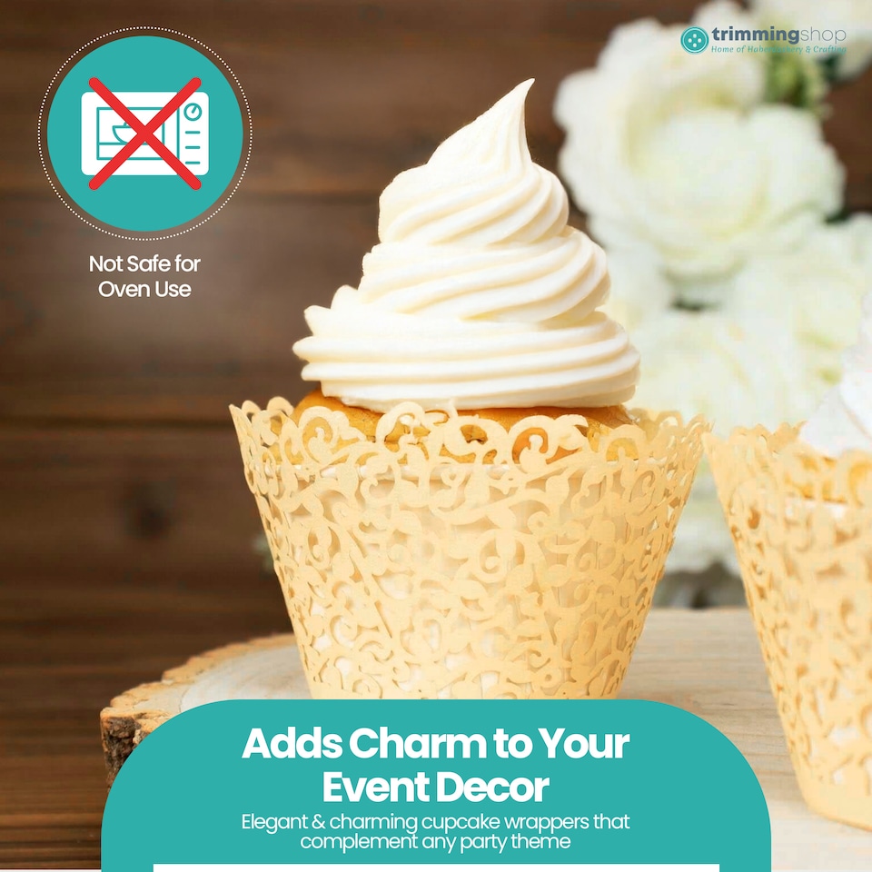 image 1 of Cupcake Wrappers Laser Cut Floral Design Paper Cup Holders - 25pcs