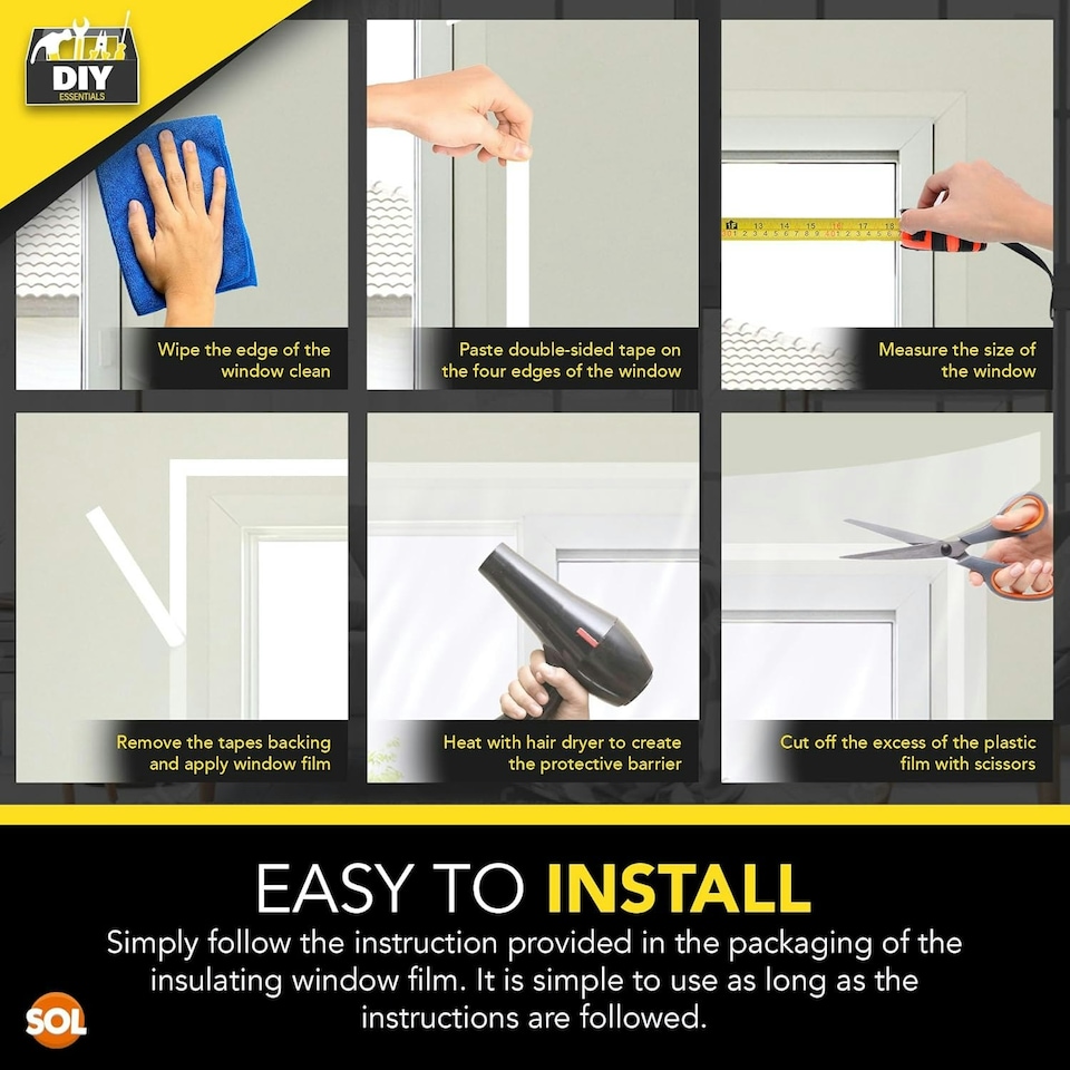 image 1 of SOL 1.5m x 4m Window Insulation Film Kit – Thermal Control for Summer & Winter Clear