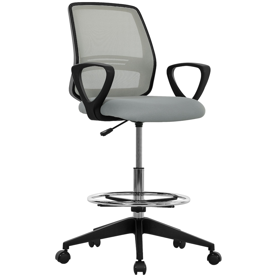 image 1 of Vinsetto Draughtsman Chair Tall Office Chair with Adjustable Height | Grey | One Size