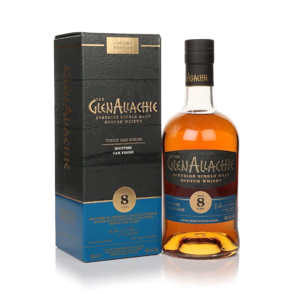 image 1 of GlenAllachie - Scottish Virgin Oak Finished 8 year old Whisky | Multi | Golden Sunset | Bursting with baked oaks, butterscotch and toffee, with notes of cinnamon, gingersnaps and heather honey; Lashings of heather honey, orchard fruits and lemon zest, followed by white chocolate, cinnamon and ginger, with toffee and butterscotch on the finish | 1