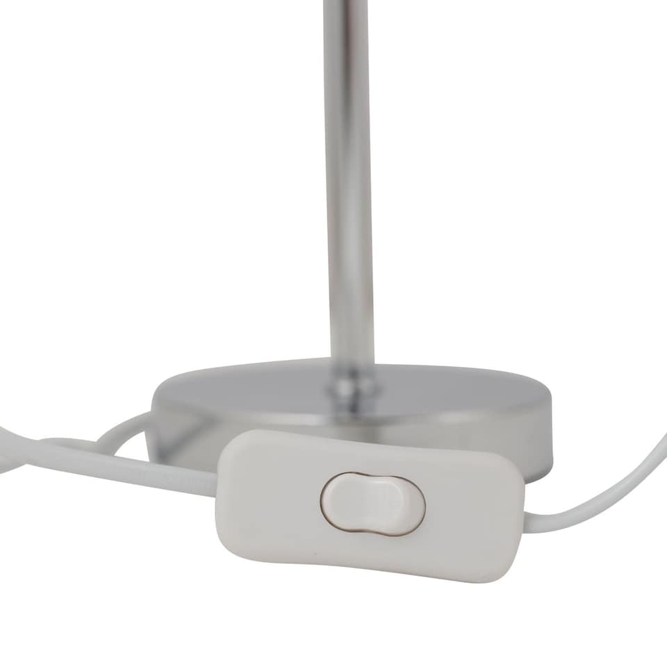 image 1 of Chrome Stick Table Lamp with White Laser Cut Shade | Chrome | White | Medium | 1