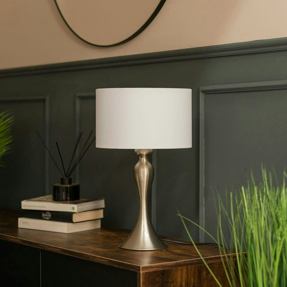 image 1 of ValueLights Brushed Chrome Table Lamp