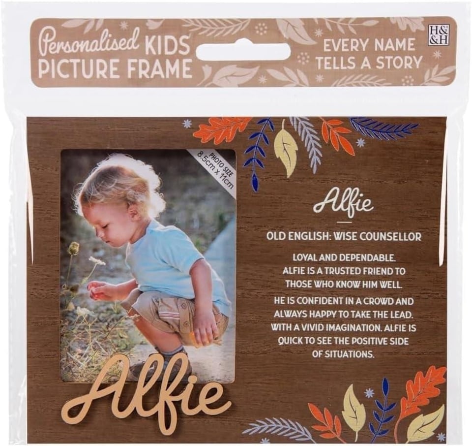 image 1 of History & Heraldry Pre-Personalised Kids Wooden Picture Frame - Alfie