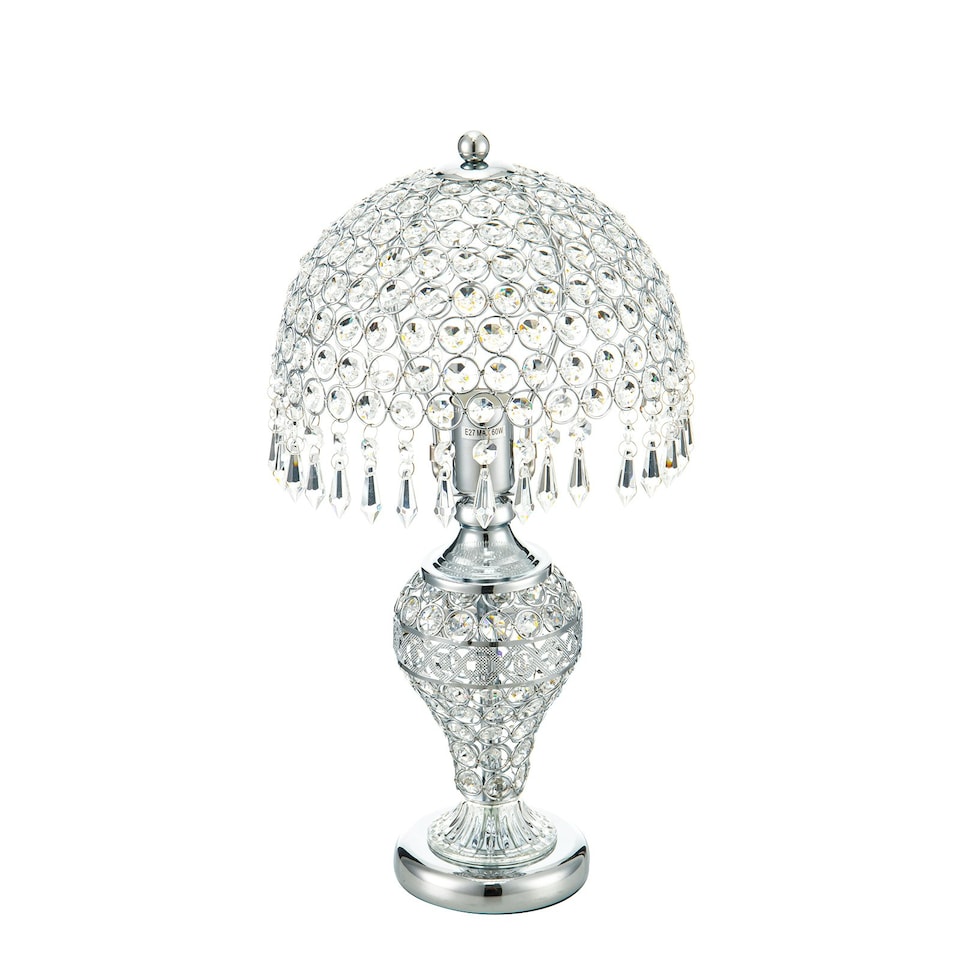 image 1 of Living and Home Umbrella Crystal Table Lamp 3 Light Tones for Bedroom | Multi